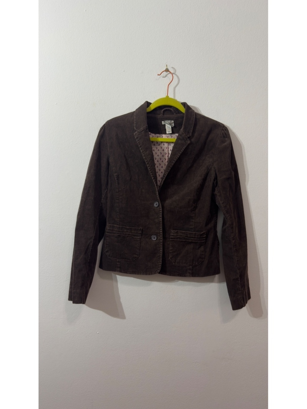 Old Navy Brown Stretch Corduroy Jacket with Cherry Lining